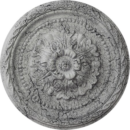 Palmetto Ceiling Medallion, Hand-Painted Ultra Pure White Crackle, 11 1/2OD X 1P